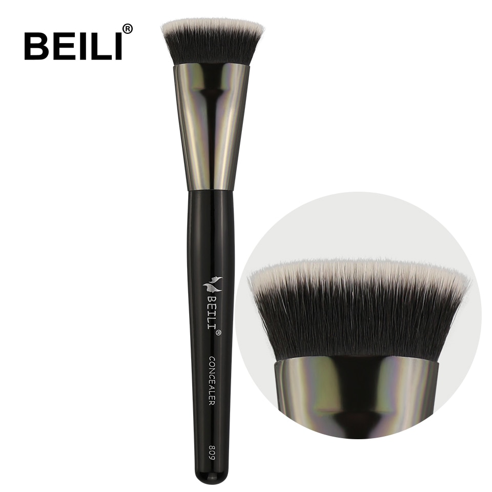BEILI-brocha de maquillaje negra, 1 unidad, Corrector de pelo sintético, base, contorno de cara, brochas de maquillaje individuales
