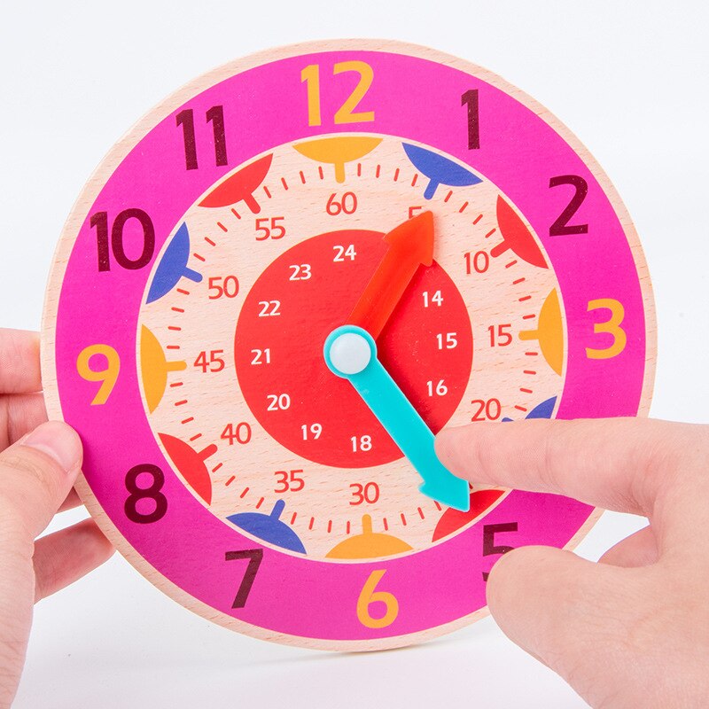 Digital Wooden Teaching Clock Toy Toddler Baby Intelligence Early Education Cognitive Clock Time Clock Learning