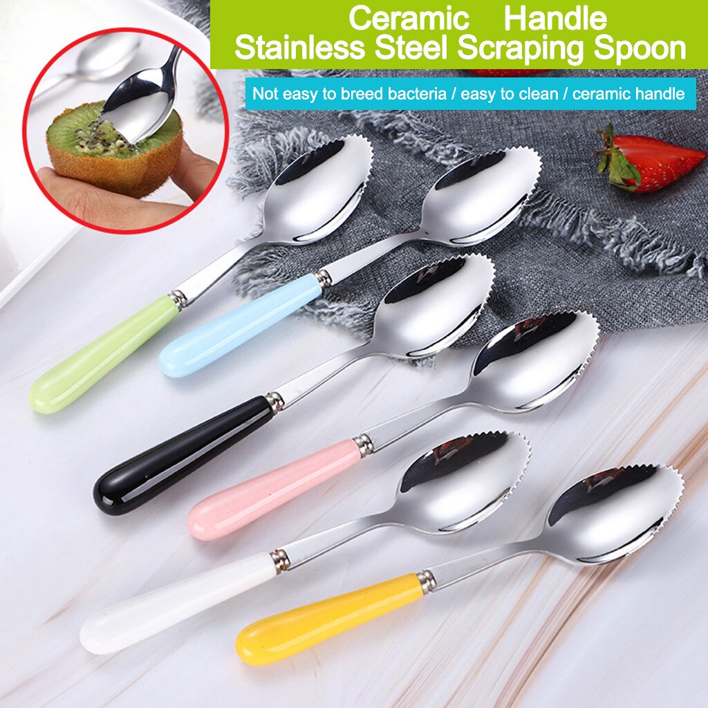 4 Cuillères à Pamplemousse En Acier Inox - Design Rose Argenté - Pour Fruits Et Desserts - Zicome