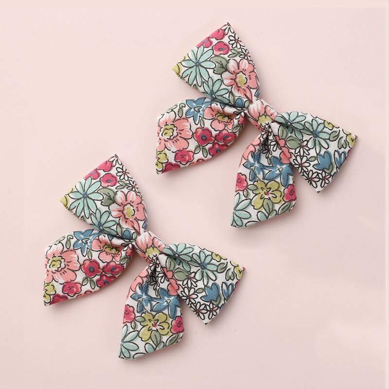 Pinzas para el pelo con estampado Floral para niña, pasador de pelo para niña, pasador de algodón Liberty, accesorios para el cabello de verano, 2 unids/set por juego: 6