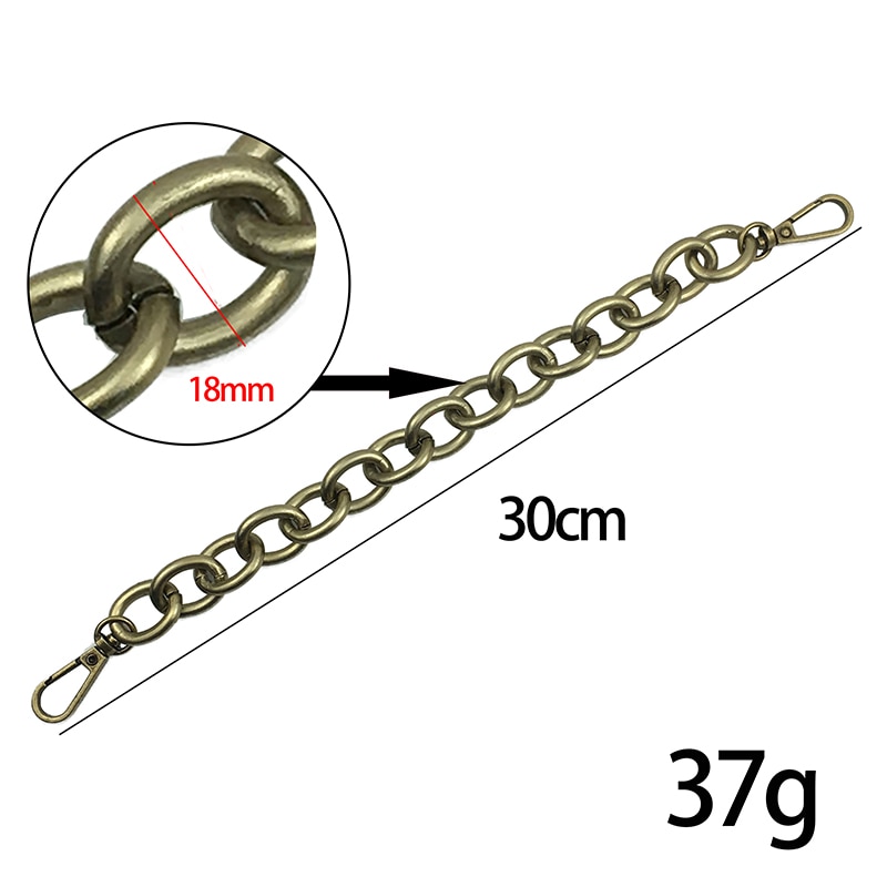 Cadena corta de Metal de repuesto para asa de bolso, accesorios de bricolaje dorados claros para correa de bolso, 30CM