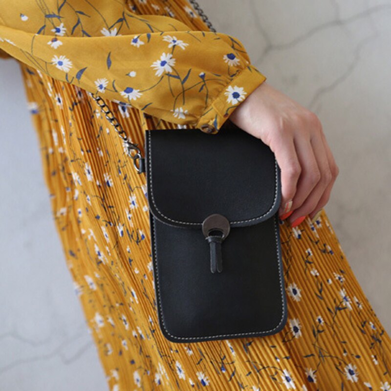 Ketting telefoon tasje helder transparant venster raakt scherm crossbody mobiele telefoon tasje  h9: Zwart