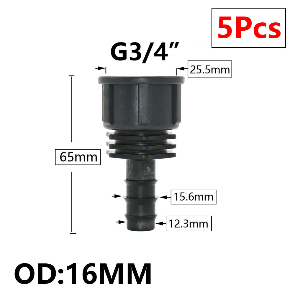 5pc 16/20/25/32mm Garten Schlauch PE Rohr Widerhaken Anschluss 1/2 3/4 1 "Gewinde gerade Ellenbogen Koppler passend zu Bauernhof Bewässerung Gelenke: MULTI