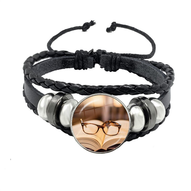 Pulsera de cuero para hombres y mujeres, brazalete de , accesorios de joyería, de escritor, Biblioteca de libros, profesor y estudiante: 14