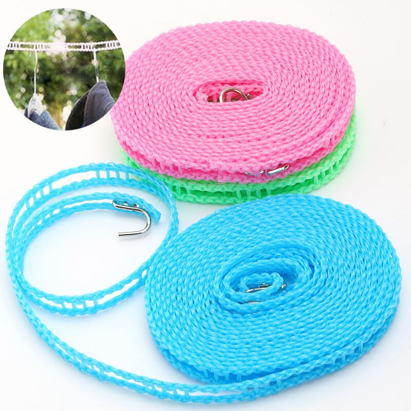 Corde à linge coupe-vent antidérapante 10 m pour suspendre les vêtements pour l'extérieur, camping, voyage ou usage domestique (vert blanc