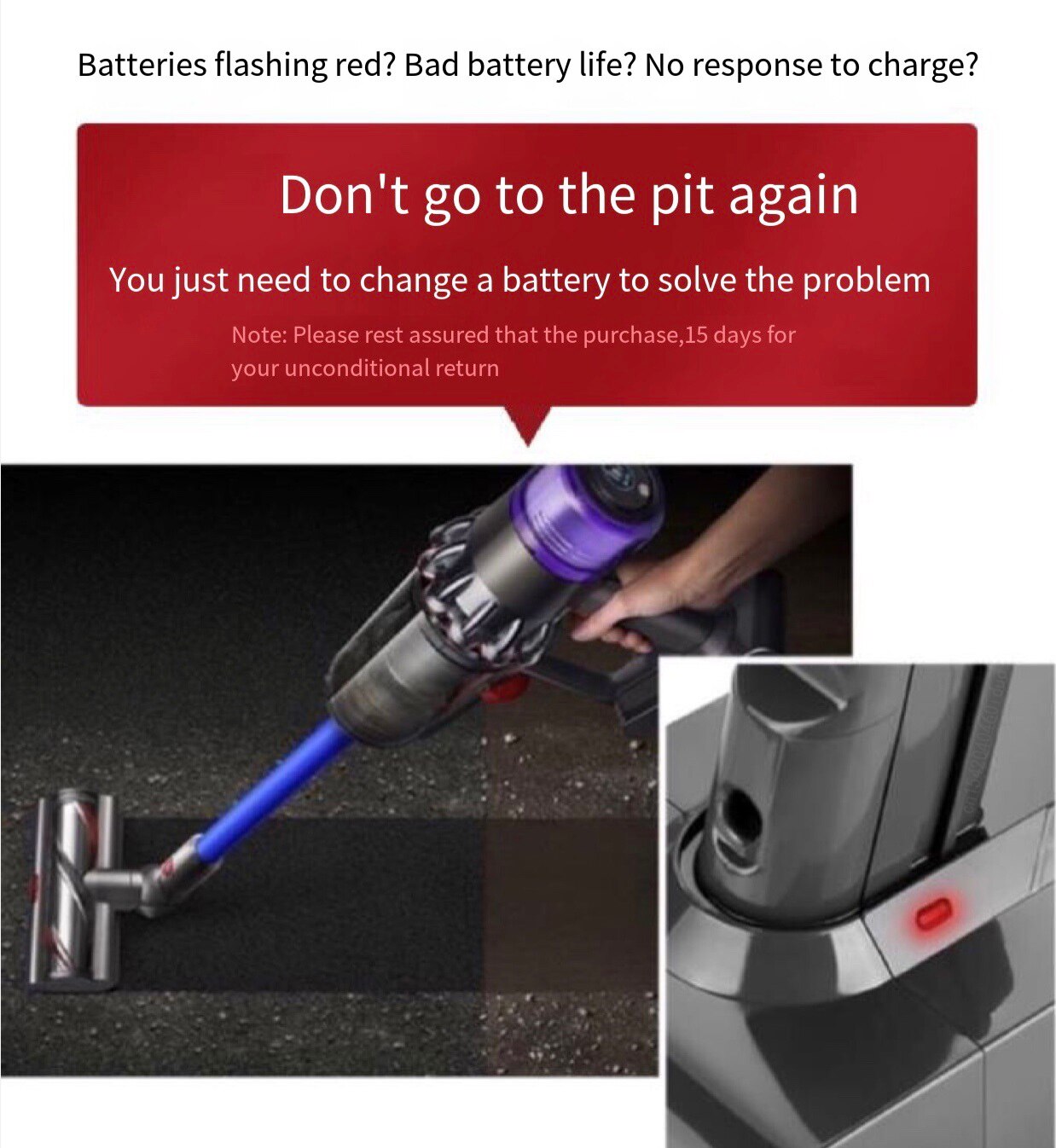 Suitable for Dyson series V8 Absolute V8 Fluffy V8 Animal Exclusive SV10 vacuum cleaner lithium ion replacement battery