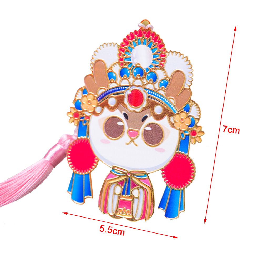 Chinese Style Peking Opera Retro Metal Bookmark Animal Pendant Hollow Bookmark Book Tassel Pagination Mark Stationery