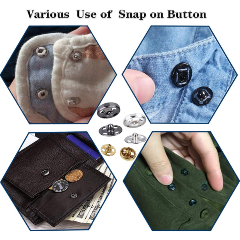 Juego de 10/50 botones a presión de Metal de 10-21mm, Color negro y plateado, botones de cierre a presión para ropa de costura DIY, botones de presión artesanales