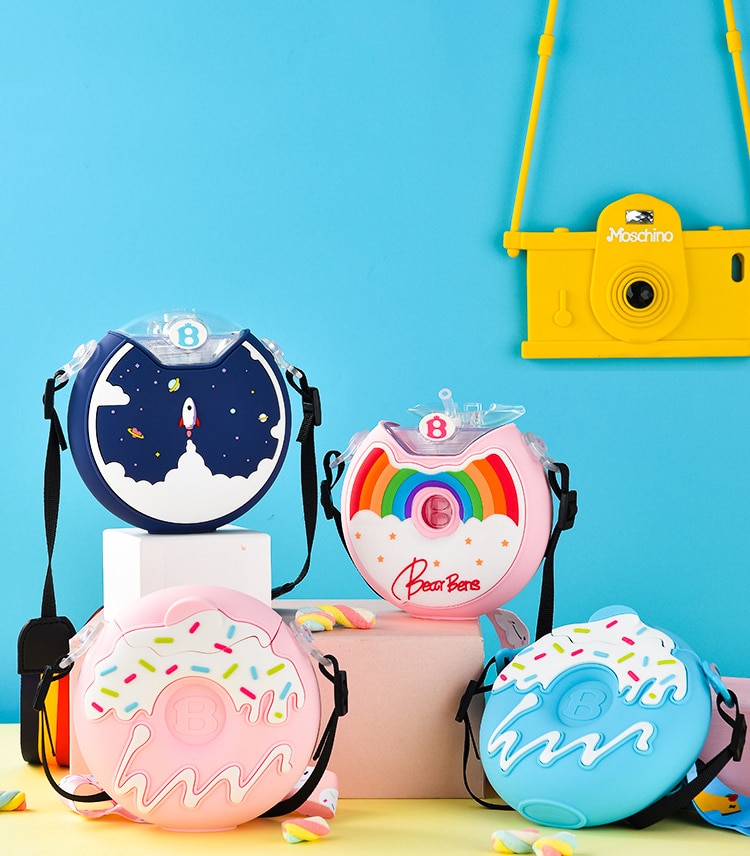 Kumamoto uczony/bearbens pączki Tritan szklany kubek niekapek dla dzieci słomkowy pojemnik na wodę 380ml wielokolorowy