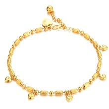 Vrouwen Baby Meisjes Enkelbanden Armbanden 18Kc Gold Filled Hart Lucky Kralen Enkelbandje Mode Voet Sieraden