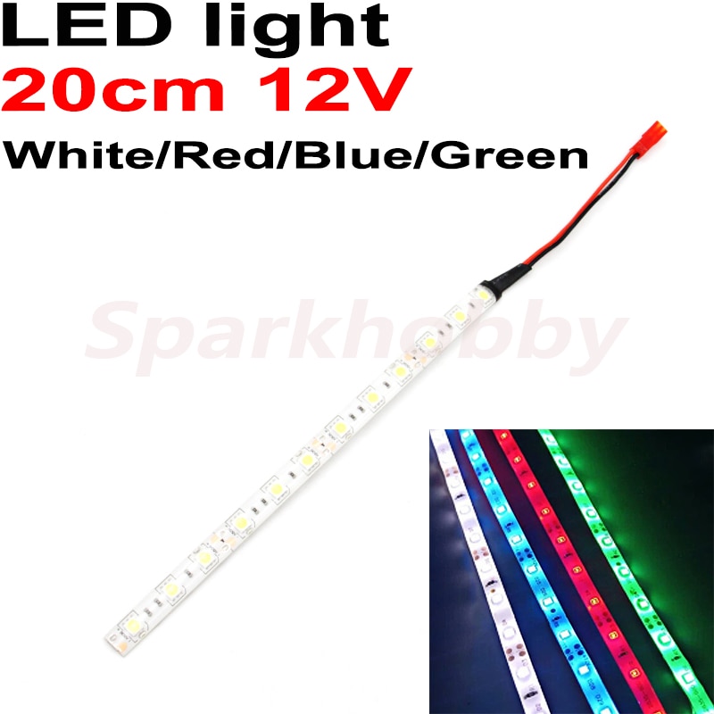 1Pc 20Cm 12V Led Strip Licht Met Jst Plug Connector Blauw/Wit/Rood/Groen 3S Led Night Lights Voor Rc Quadcopter Diy Toebehoren Onderdelen