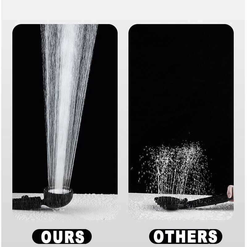 Ahorro de agua de alta presión negro mate ducha de filtro cabeza con parada Buttoon 3 modos bolitas minerales cabezas de ducha accesorios de baño