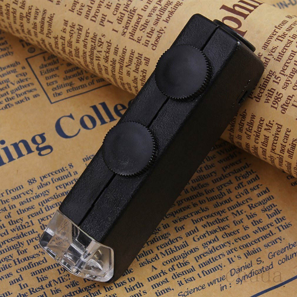 Portable 60x-100x Illuminated Zoom Pocket Microscope Magnifier Loupe Manual Adjustment Focus For Perfect Vision