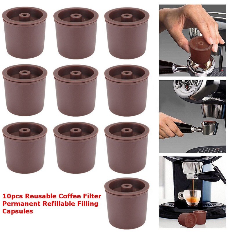 10 stk / pakke genanvendeligt kaffefilter brun kapsel plastkapsel genopfyldelig genanvendelig kaffebar værktøj te tragt filter kop