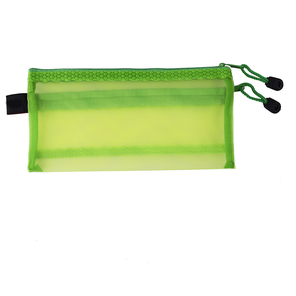 A6 Double Zipper Mesh Pouch Pencil Pen Document Bag Storage Pouch Travel Stationery Holder Office Supplies Travel Accessories: Green