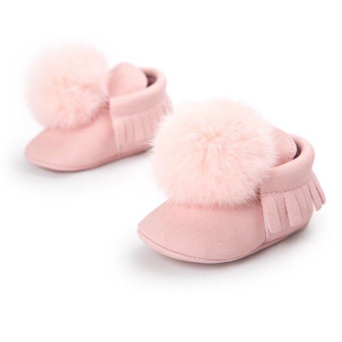 Pudcoco söta spjälsängskor småbarn baby barn fluffigt hår boll halkskydd varma tofflor spjälsäng skor