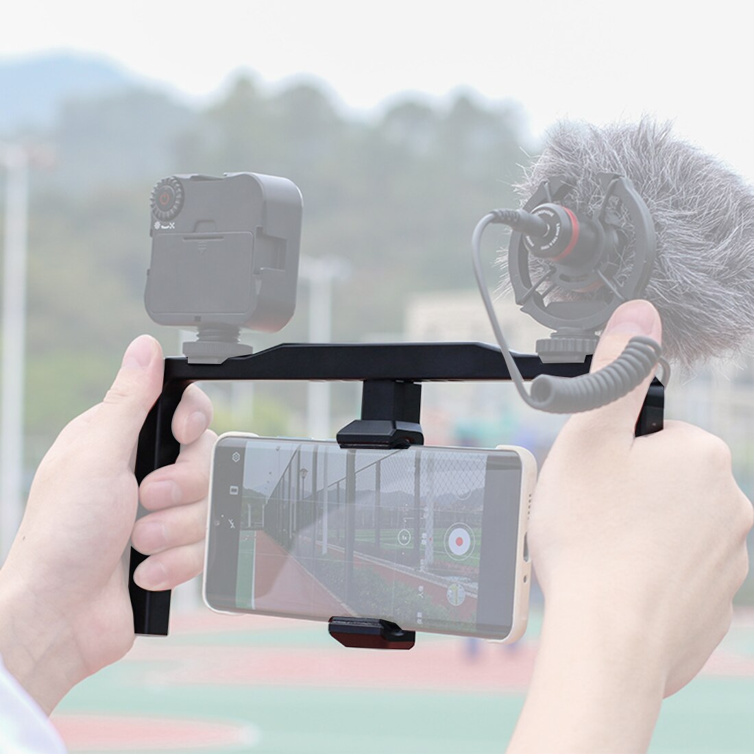 Dual Handheld Gimbal Extension Handle Grip Mounting Bracket Stabilizer for Mobile Phone DSLR Cameras Photo Studio Accessories