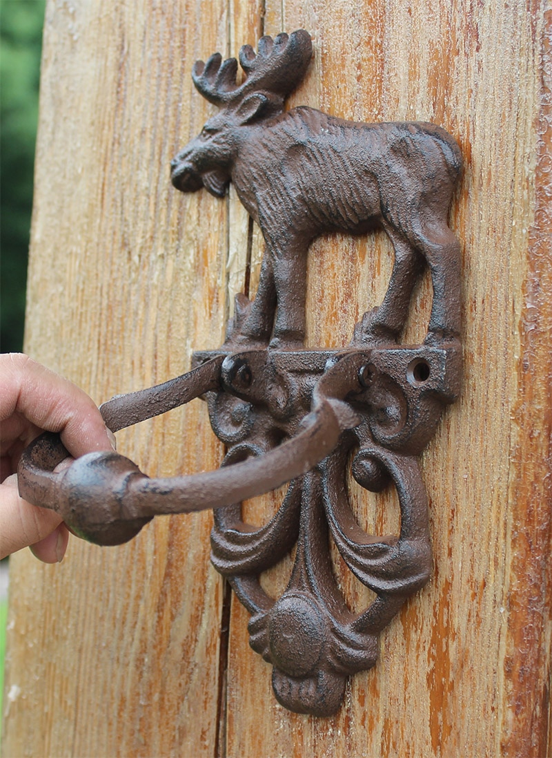 Retro renar gjutjärn dörr knackar handtag bondgård accenter tungmetall rendjur figurer antik rustik hand dra