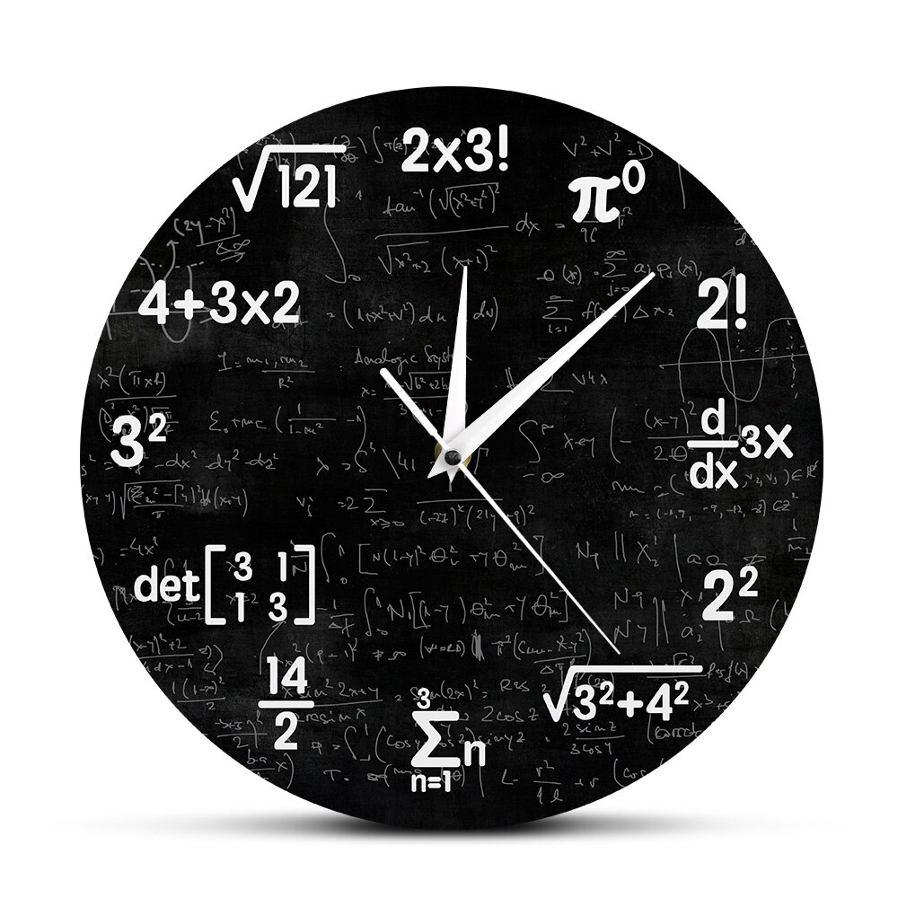 Math Equations and Notations Mathematics Chalkboard Geek Wall Clock Educational For Kids Teachers School Classroom Decor: No Frame