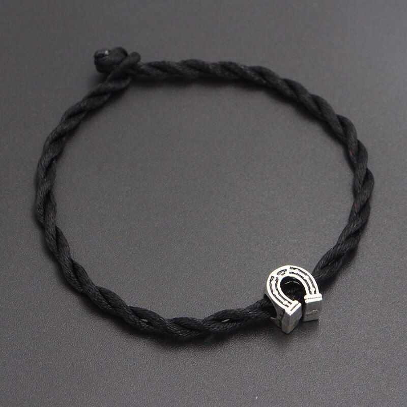 Cute Horseshoe Beads 4mm Red Thread String Bracelet Lucky Red Handmade Rope Charm Bracelet for Women Men Jewelry