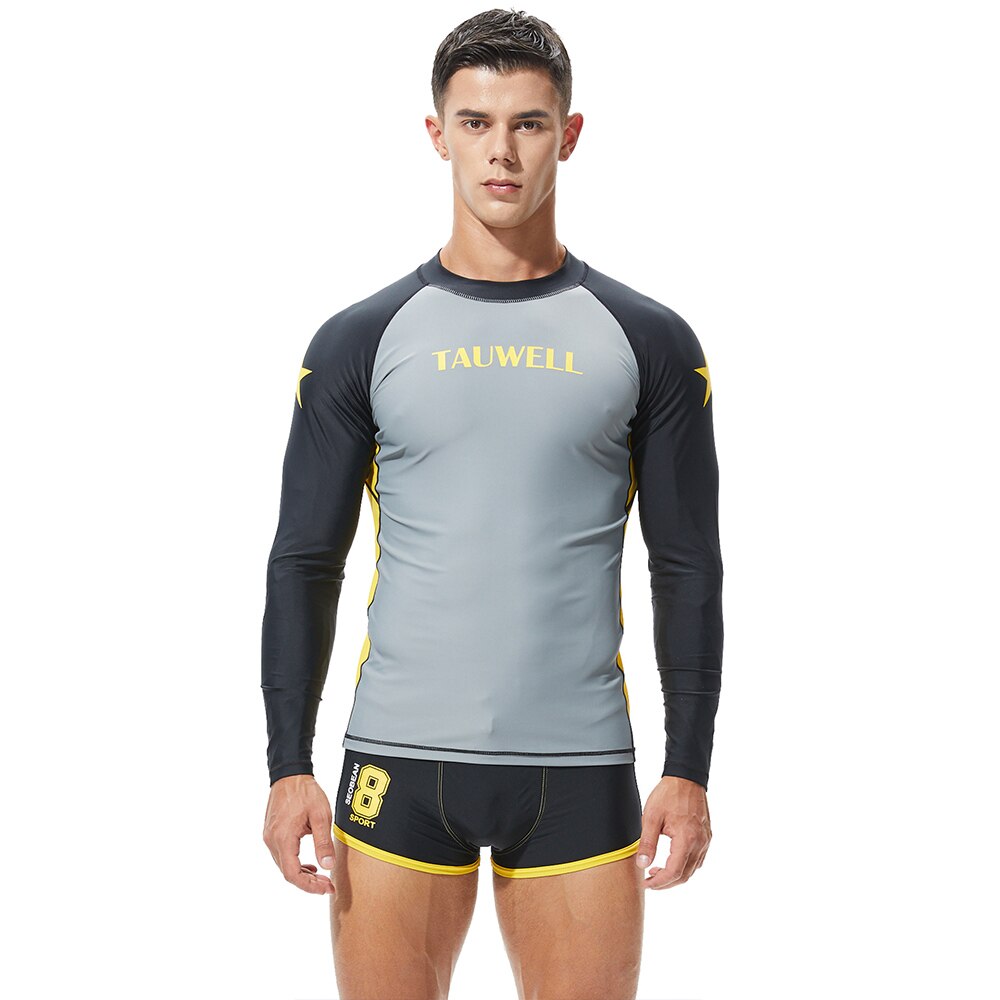 Traje de buceo de dos prendas para hombre, traje de protección solar de manga larga, esnórquel, equipo de natación al aire libre: Gris / M