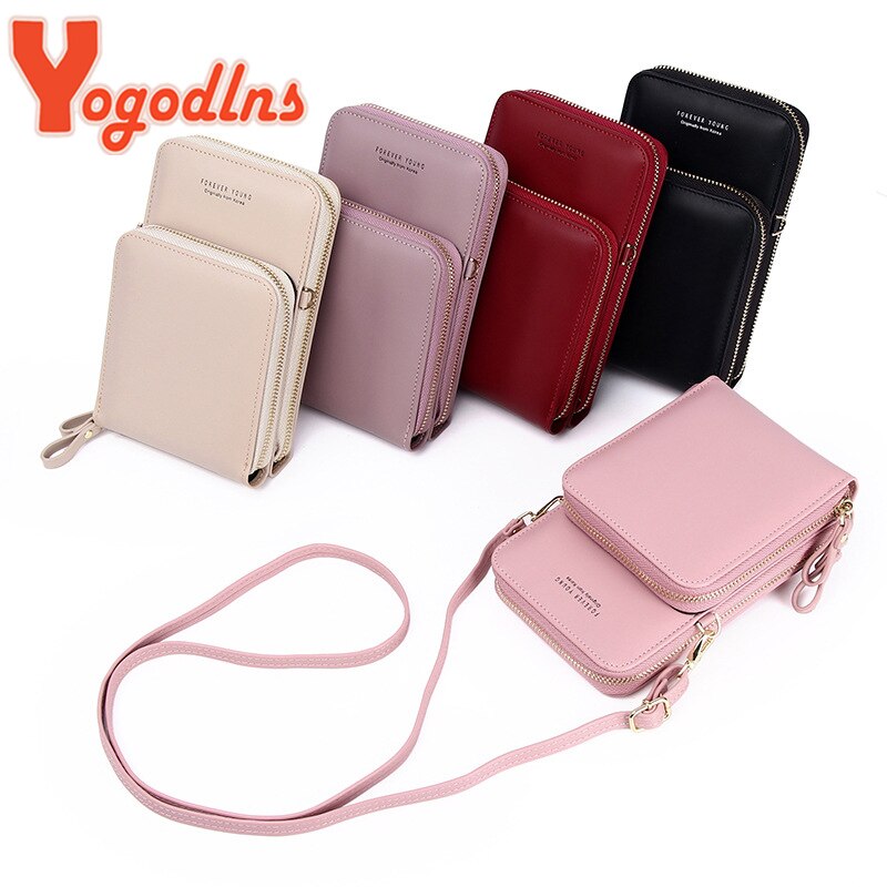 Yogodlns, bandolera pequeña para mujer, bandolera de cuero PU, Minibandolera multifunción, bolso de doble capa para teléfono móvil
