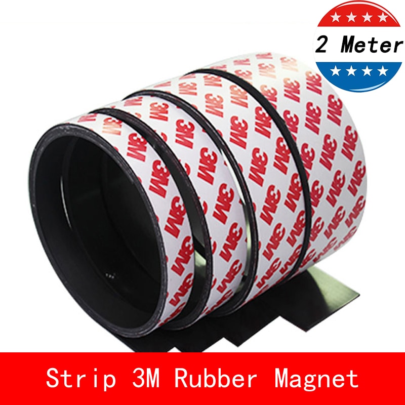2 meter zelfklevende Flexibele Magnetische Strip 3M Rubber Magneet Tape breedte 10mm 12mm 15mm 40mm dikte 2mm
