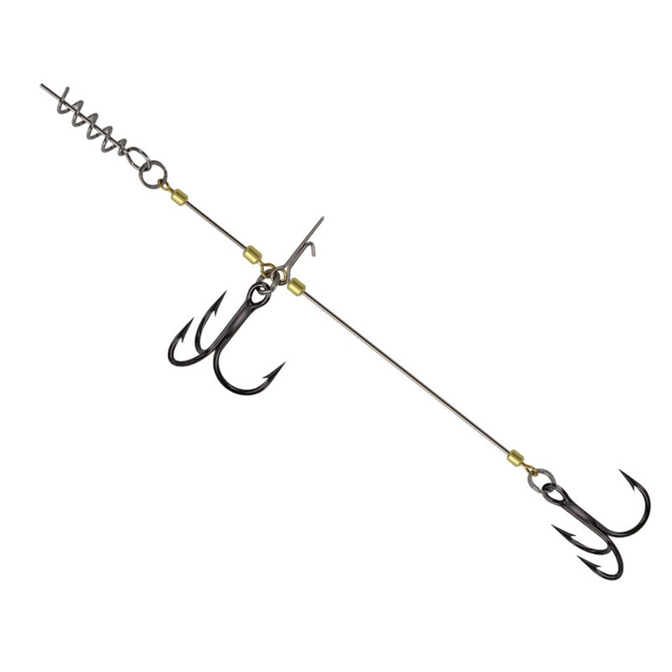 String Vishaak Prikkeldraad Triple Haken Set Zachte Lokken Aas Vishaak Jig Rig Helpen Haak Met Schroef Pin