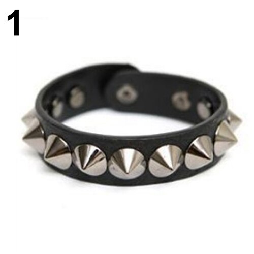 Bluelans Punk gotisch Felsen Faux Leder Nieten Zucht Spitze Armbinde Manschette Armreif Armbinde: Schwarz
