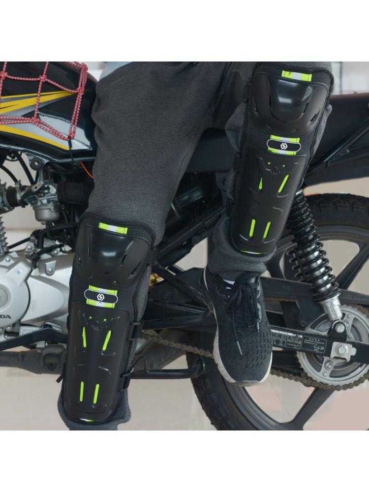 4 Stuks Motorcycle Kniebeschermers Elleboog Leggings Motocross Fietsen Nacht Reflecterende Veiligheid Winddicht Breukvast Beschermende Equipm