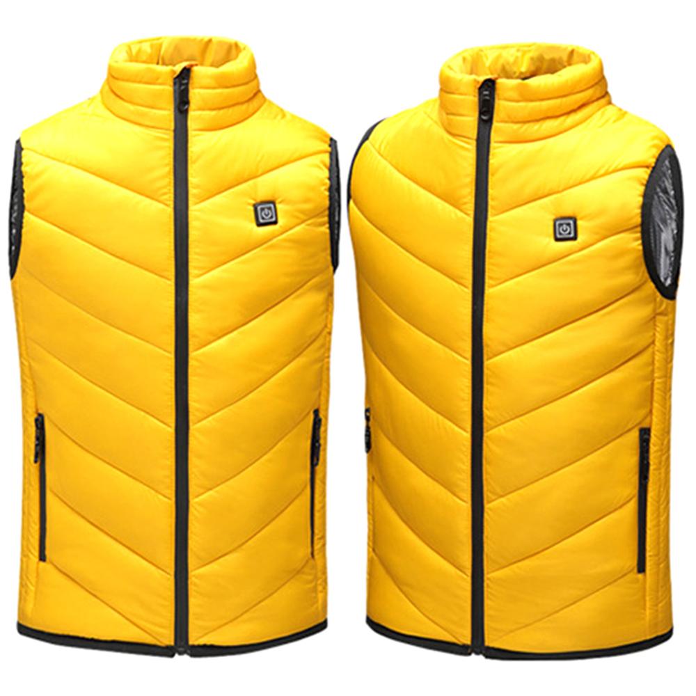 Children's Heated Vest Winter Jacket USB Charging Teenagers Heated Vest Warm Running Outdoor Wear Safety Intelligent Keep Warm: Yellow / 160cm