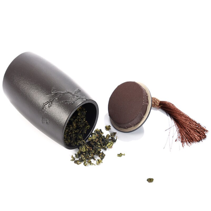 Caddie de poterie en céramique noire et blanche, pot de stockage de thé Vintage, accessoires de cérémonie de thé, artisanat de décoration, récipients scellés