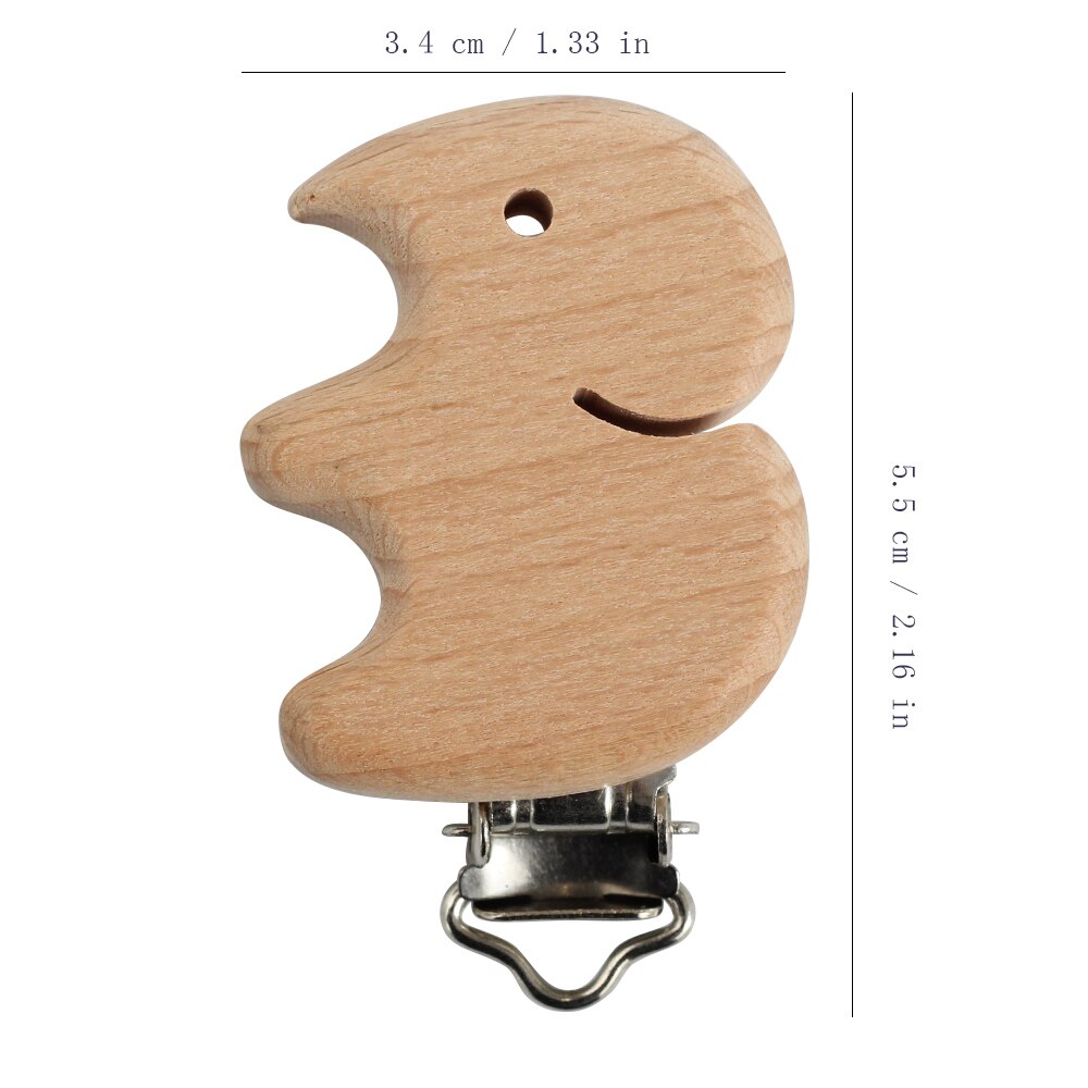 Clip de tétine en bois de hêtre, lot de 10 pièces, en forme d&#39;animal, de petit oiseau, d&#39;éléphant, de cœur, d&#39;étoile, accessoire pour bébé, DIY: 10PCs elephant