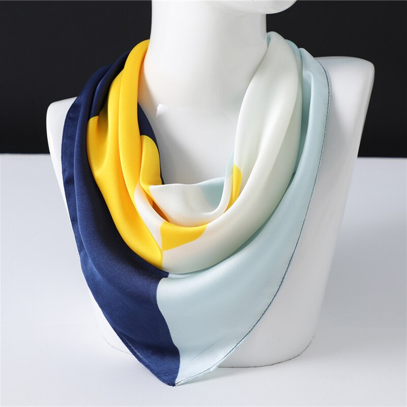 Bufanda de seda Lisa para mujer, banda para el pelo para la oficina, pañuelo para el cuello, corbata cuadrada de 70cm, pañuelos de