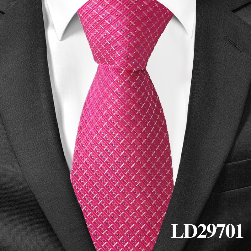 Silke hals slips til mænd jacquard mænd slips til bryllup forretning 8 cm brede plaid slips klassiske dragter hals slips: Ld29701