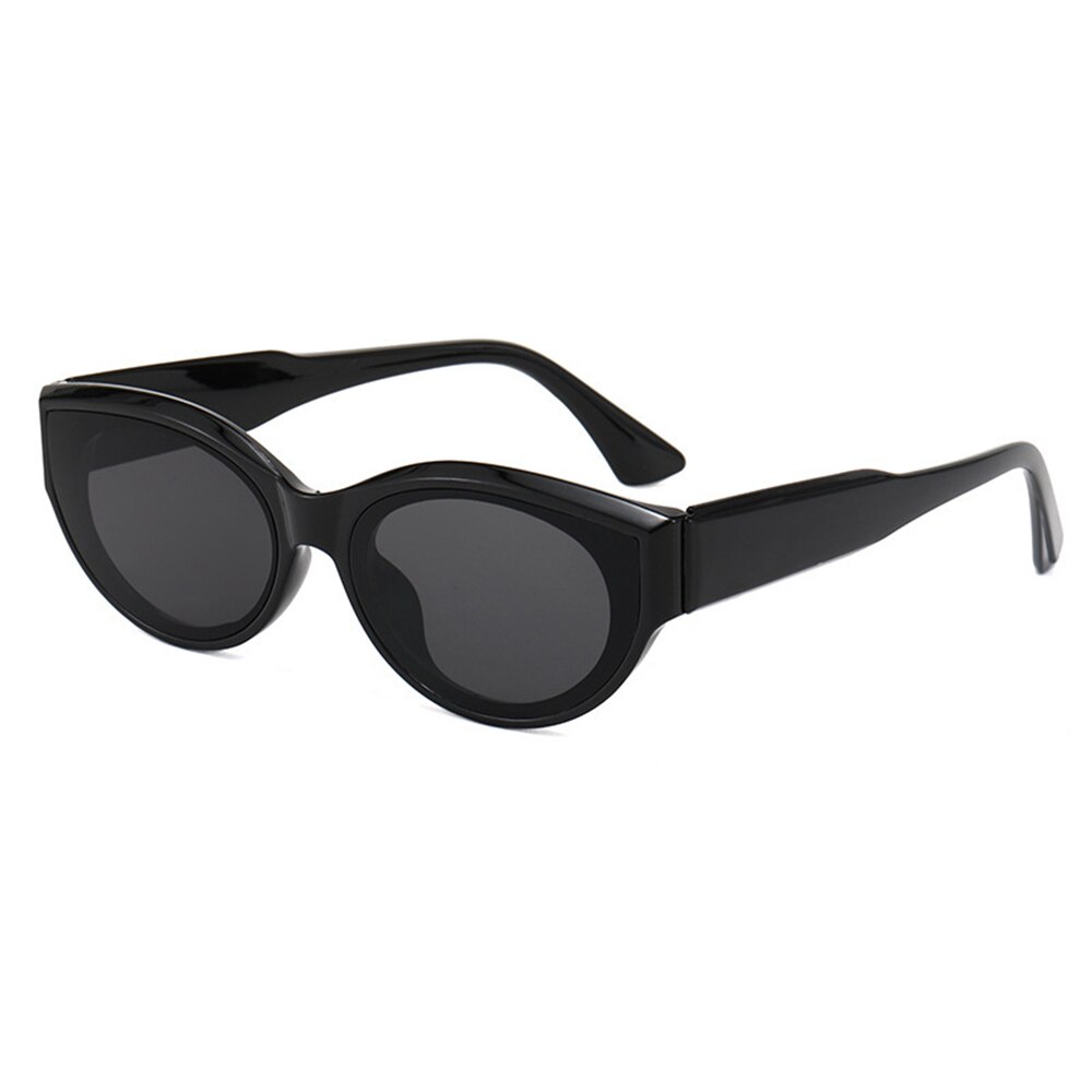 Retro Oval Frame Sunglasses Catwalk Small Frame Sun Glasses Men's/Women's Universal UV Protection Outdoor Travel Eyewear: Black