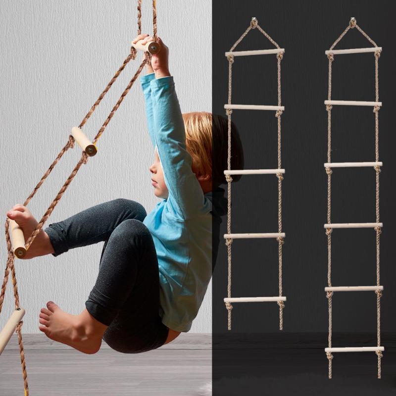 Legno Scala di Corda Multi Pioli Bambini Arrampicata Indoor Outdoor Garden Giocattolo Sicuro Sport Altalena di Corda Girevole Rotary Strumenti Connettore