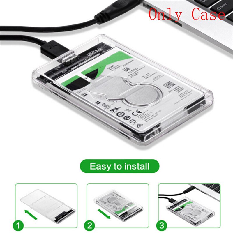Clear 2.5" Hard Drive Enclosure SATA USB 3.0 HDD Hard Drive External Enclosure SSD Disk Box Case With LED For Win 2000/xp/7/8/10