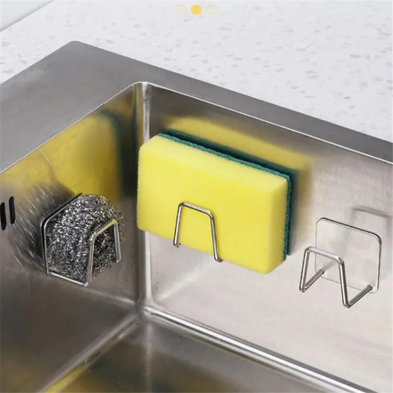 Keuken RVS Gootsteen Plank Sponzen Houders Zelfklevende Afvoer Droogrek Keuken Muurhaken Accessoires Organizer