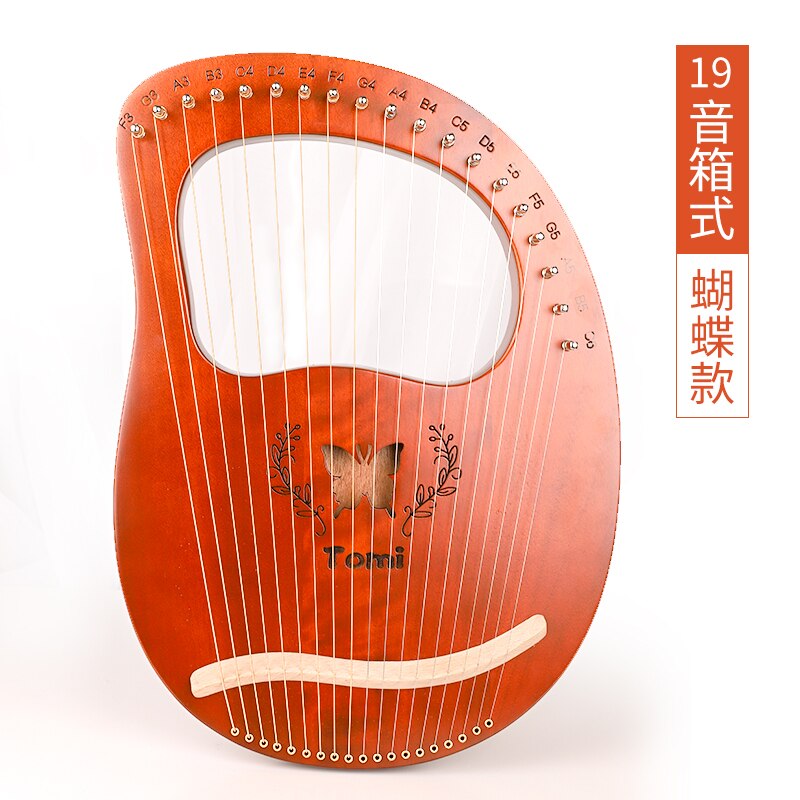 Tomi lyre harpe 16 strenget mahogni krydsfiner krop 19 strenget instrument med stemmenøgle og bæretaske til børn voksne begyndere