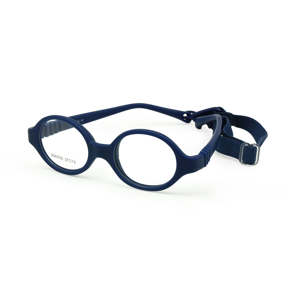 Babybriller størrelse 37mm uden skruesikker bøjelig med rem, fleksibel optisk børneramme og plano-linser, briller til børn: Flåde