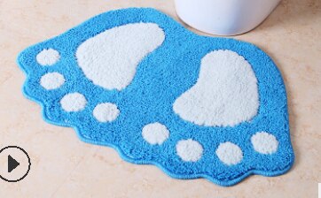 Big Feet Shaped Fiber Shaggy Fluffy Rug Hairy Non -slip Carpet Floor Mat Home Bedroom: Blue