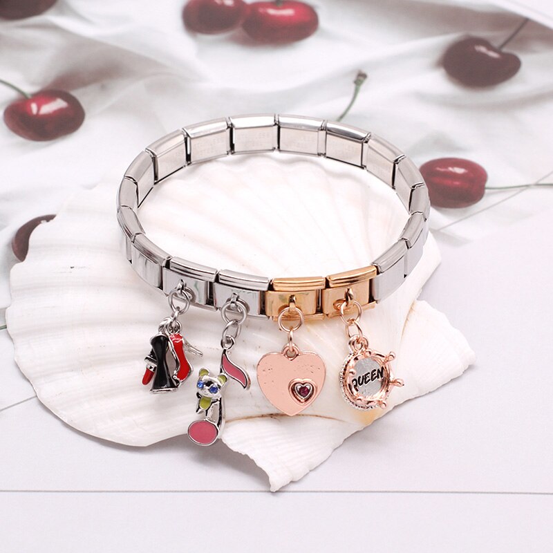 Hapiship Original Gänseblümchen romantisch Herz Krone Liebe Hund&#39;s Pfote Italienisch Charme passen 9mm Armband rostfrei Stahl Schmuck Herstellung DJ339