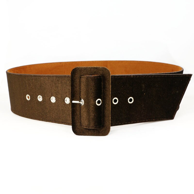Ceinture Punk Rock pour femmes, avec boucle ardillon argentée, large, pour robe de soirée, en flanelle noire