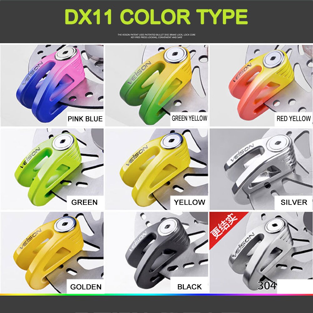 Motorcycle Lock Security Bike Alarm Anti-theft Motorcycle Disc Brake Lock Waterproof Alarm Moto Disc Brake Lock+Reminder Rope