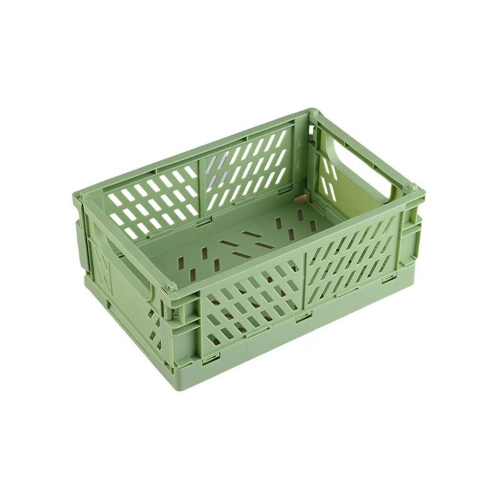 Storage Crate Stackable Large Capacity Multifunctional Foldable Kitchen Warehouse Basket: Green S