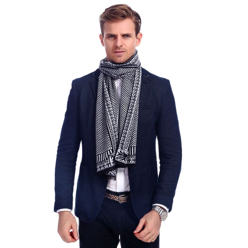 Bufandas de algodón con estampado de tartán para hombre, bufanda de invierno para adulto, a la , A3A18914