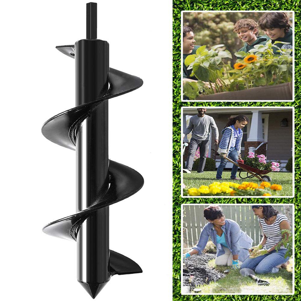 Blomst spiral hul gravemaskine have snegl spiral bor bit havearbejde blomst planter hul digger pære sekskant aksel bore haveværktøj