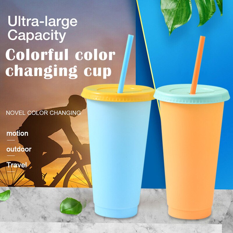 Reusable Plastic Temperature Color Changing Cold Cup Summer Drink Water Mug Cup Kitchen,Dining & Bar FP8
