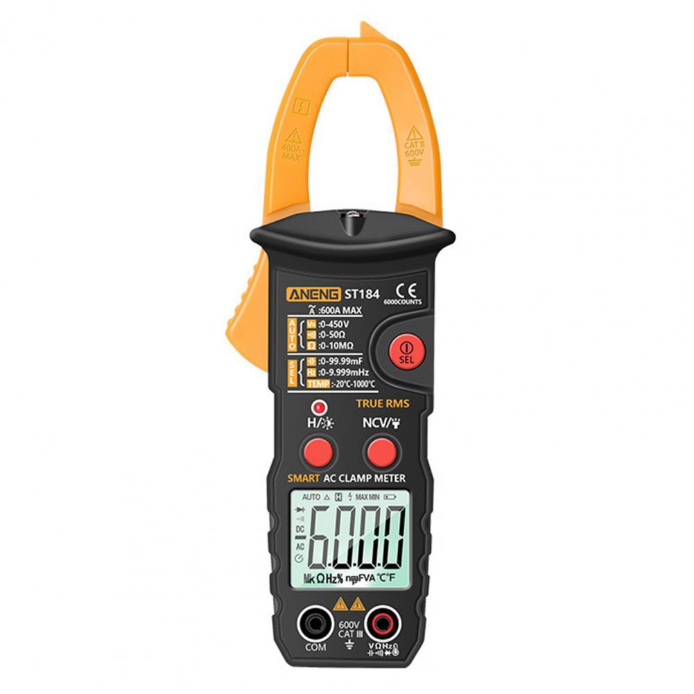 Electrician Clamp Multimeter Durable High Accuracy Electrician Clamp Meter Safe Capacitance Electrical Tester Meter: Yellow